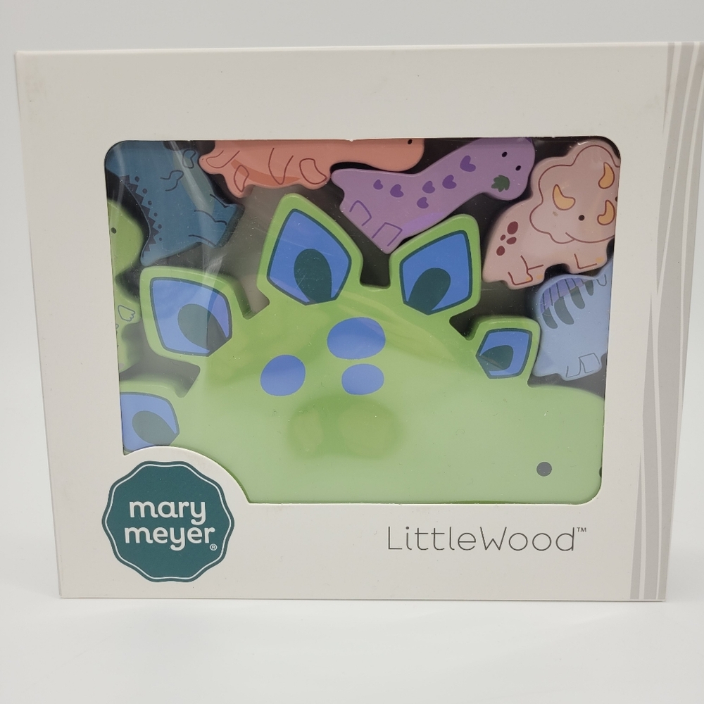 Mary Meyer Little Wood Dinosaur Blocks 7 Pieces 18mo+ Play Gift Infants Baby NEW - Picture 2 of 11